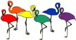 Aufkleber Flamingos / Flamingo Rainbow Sticker: Lackdruck