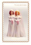 To have and to hold: Female Couple Wedding/Union Card. Text inside: To love and cherish, forever.
