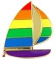 Regenbogen-Anstecker: Segelboot 