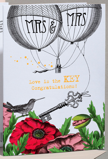 Klappkarte: Mrs & Mrs: Love Is the Key Congratulations!
