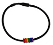 Armband: Schwarzes Silikonarmband mit Regenbogen-Rllchen