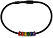 Armband: Schwarzes Silikonarmband mit Regenbogen-und Silber-Rllchen