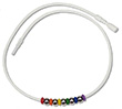 Halskette: Weiße Silikonkette mit Rainbow-Röllchen und Silberkugeln