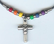Halskette: Kleine Regenbogen - Röllchen mit Kreuz