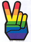 Aufkleber: Regenbogen Victory Sign Hand 8 x 12 cm