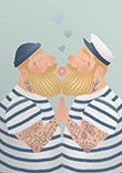 Postkarte: Sailor / Zwei Matrosen küssend Postkarte