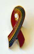 Regenbogenfahne (Streifen längs) und AIDS-Zeichen: 8x18mm